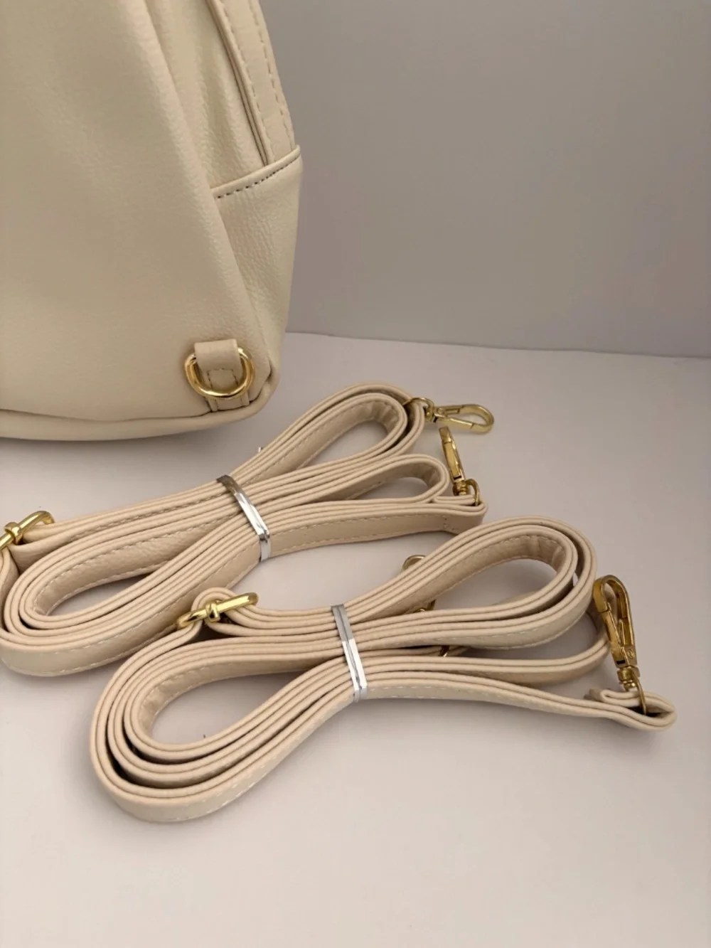 Cream Bee Embellished Convertible Backpack Purse